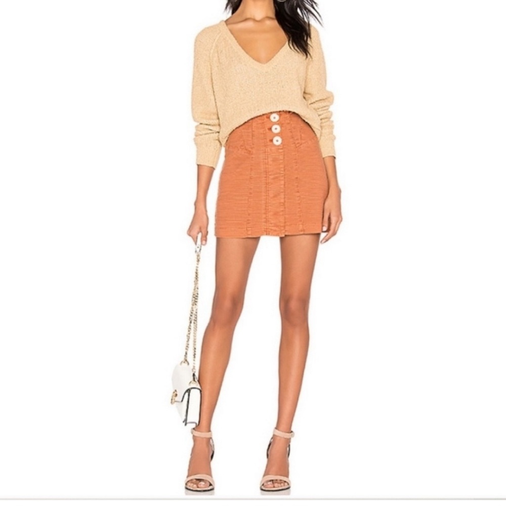 Free People Every Minute Every Hour Burnt Orange Terracotta Mini Skirt